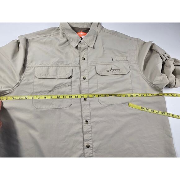Habit 2XL men's roll tab sleeve Vented Fishing Shirt button up beige UPF protect - Picture 7 of 7